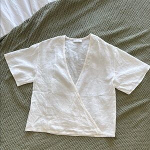 Monday Swimwear Linen Cream/White Wrap Coverup Top